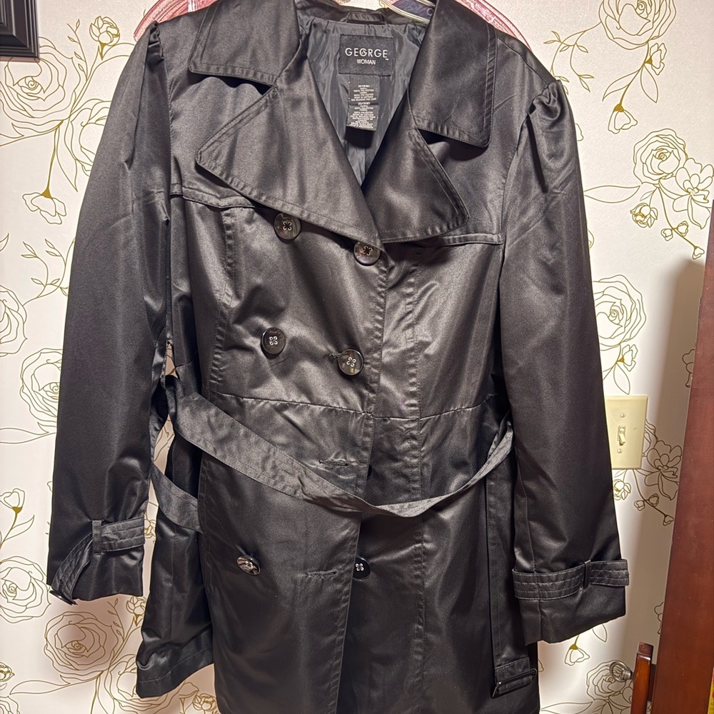George Women's Elegant Black Trench Coat